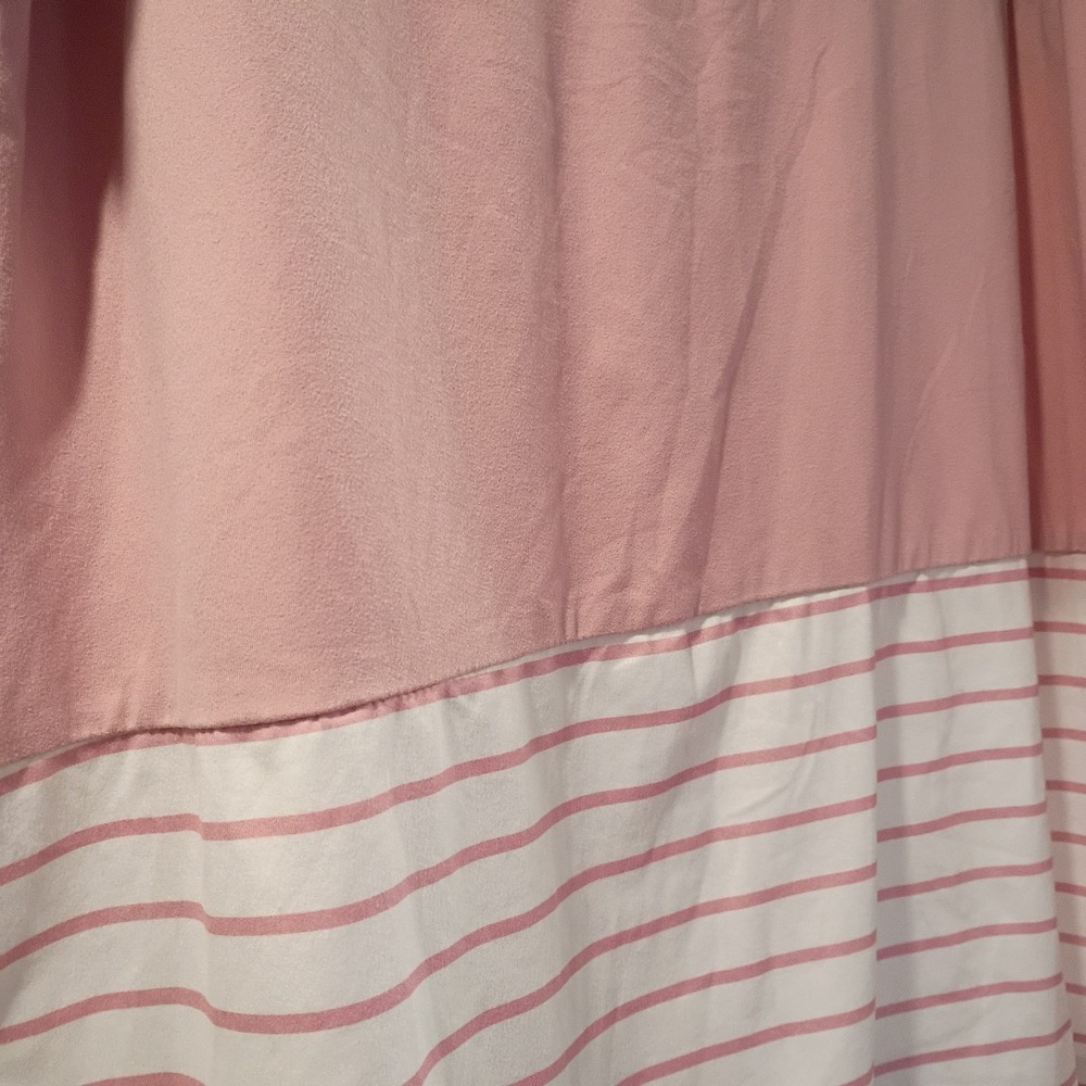 Shein Curve Blouse 1XL Short Sleeve Color Star Stripe Pink Black White Lace EUC - Picture 5 of 5